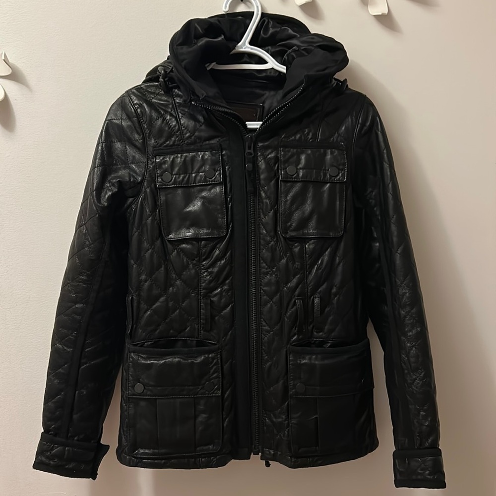 Damier leather coat